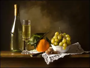 Winogrona, Wino, Pomarańcza, Butelka