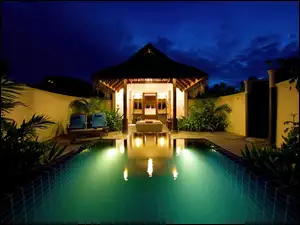 Leżaki, Hotel, Malediwy, Anantara, Basen