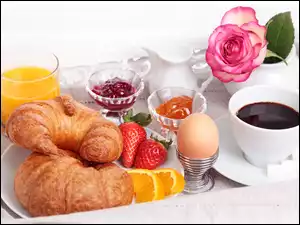 Śniadanko, Rogaliki, Kawa, Jajko, Dżem