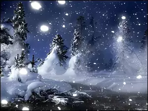 Drzewa, Padający, Śnieg