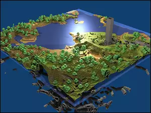 Minecraft, Jezioro, Drzewa