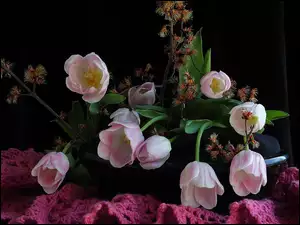 Serwetka, Różowe, Tulipany