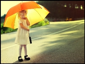 Droga, Dziewczynka, Parasol