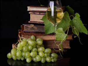 Winogrona, Zielone, Stare, Listki, Książki, Wino