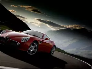 Czerwona, Chmury, Alfa Romeo, Droga