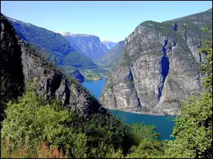 Norwegia, Zieleń, Góry, Rzeka