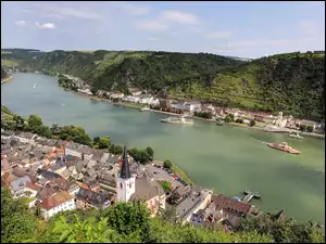 Rzeka, Panorama, Rhineland Palatinate, Miasta, Niemcy