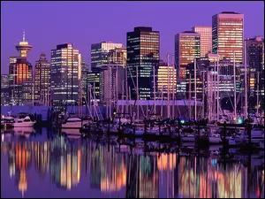Vancouver, Odbicie, Woda, Architektura