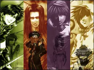 postacie, Saiyuki, kolory, cztery, czare