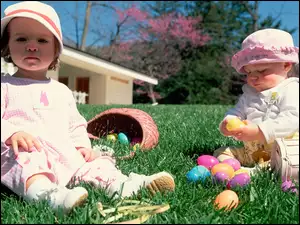 Wielkanoc, Dzieci, Trawa