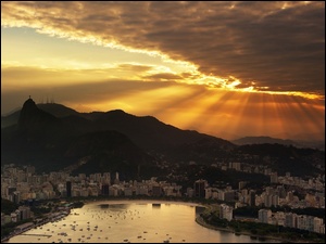 Promienie, Rio de Janeiro, Zachód, Brazylia, Słońca