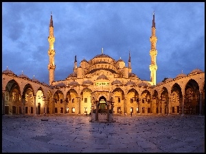 Dziedziniec, Turcja, Błękitny, Istambuł, Meczet