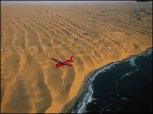 Morze, Namibia, Pustynia, Samolot