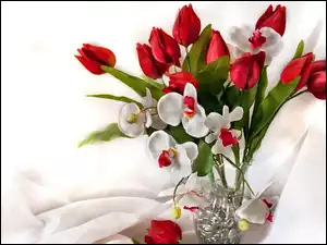 Bukiet, Wazon, Kwiatów, Tulipany