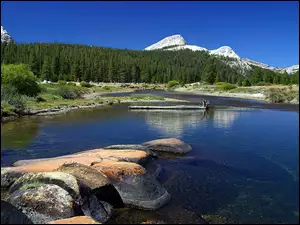 Góry, Yosemite, Rzeka, Kalifornia, Kamienie