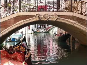 Wenecja, Most, Włochy, Gondola