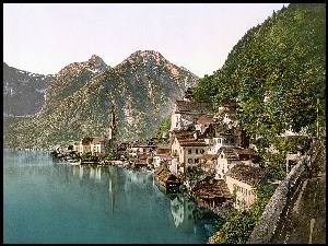 Zabudowanie, Austria, Góry, Jezioro, Hallstatt