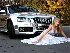 Audi S5, Kobieta, Chrom, Piękna