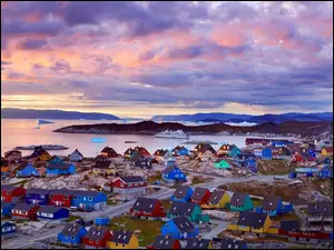 Grenlandia, Kolorowe, Miasto, Domki, Ilulissat