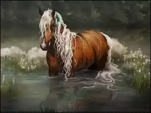 Koń, Grzywa, Woda, Jasna