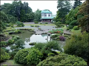 Zieleń, Ogród, Japoński Domek