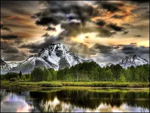 Park Narodowy Grand Teton, Las, Stany Zjednoczone, Jezioro, Stan Wyoming, Góry