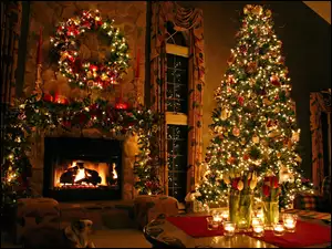 Boże Narodzenie, Światełka, Piękna, Choinka
