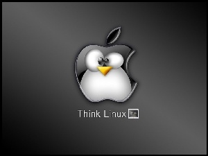 jabłko, grafika, Linux, pingwin
