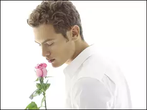 Mężczyzna, Róża, Biała, Koszula