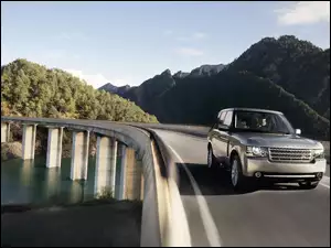 Range Rover, Droga, Most, Rzeka, Góry