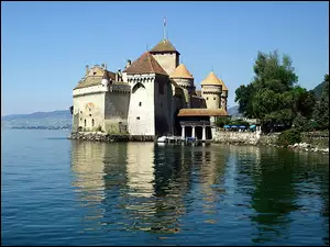 Jezioro, Zamek, Montreux, Chillon, Szwajcaria