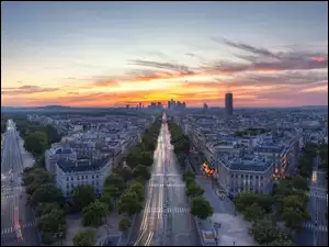 Zachód Słońca, Paryż, Miasta, Panorama, Ulice