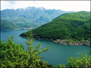 Góry, Lago Di Lugano, Woda, Szwajcaria, Drzewa
