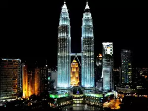 Noc, Malezja, Kuala Lumpur, Petronas Towers