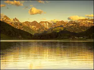 Szwajcaria, Zachód, Góry, Słońca, Jezioro