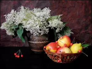 Cytryna, Kwiatuszki, Czereśnie, Jabłka, Białe