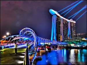 Hotel, Singapur, Most, Światła