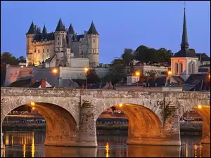 Francja, Zamek w Saumur, Rzeka Loara, Château de Saumur, Most