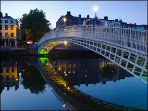 Irlandia, Rzeka, Most, Domy, Dublin