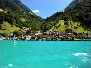 Góry, Szwajcaria, Jezioro, Miasteczko Seelisberg
