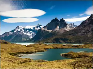 Góry, Argentyna, Chmurki, Jezioro