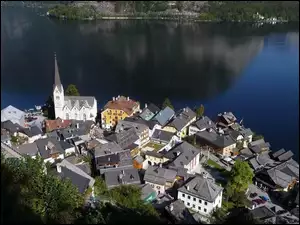 Jezioro, Austria, Domy, Hallstatt