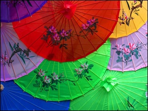 Japońskie, Kwiatuszki, Parasolki, Kolorowe
