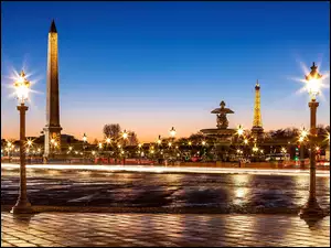 Wieża Eiffla, Paryż, Plac de la Concorde, Francja, Obelisk