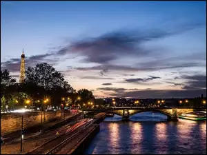 Paryż, Rzeka, Wieża Eiffla, Most