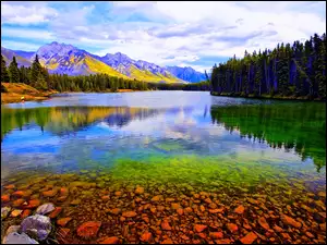 Alberta, Jezioro, Góry, Lasy, Banff