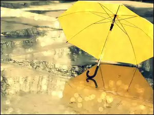 Parasolka, Deszcz, Żółta