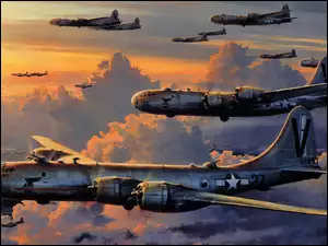 Bombowce, Chmury, B-29, Niebo