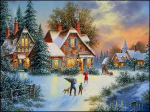 Zima, Narodzenie, Dom, Boże
