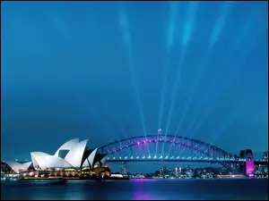 Most, Opera, Sydney, W, Oświetlony